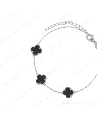 PULSERA PLATA 3 TREBOOLES EN NEGRO                                                                  
