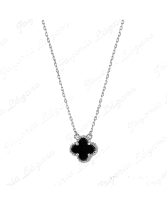 GARGANTILLA PLATA TREBOL NEGRO                                                                      