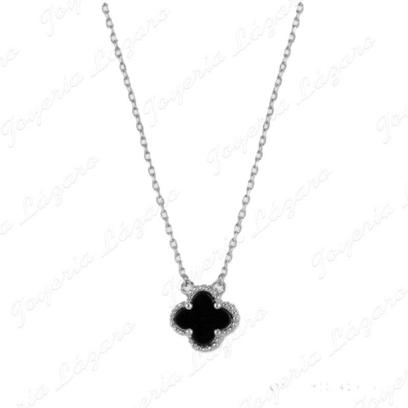 GARGANTILLA PLATA TREBOL NEGRO                                                                      