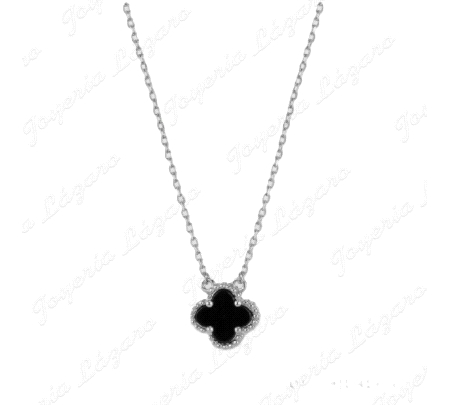 GARGANTILLA PLATA TREBOL NEGRO                                                                      