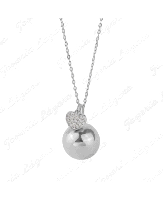 COLLAR PLATA LLAMADOR DE ANGEL CON CORAZON CIRCO.                                                   