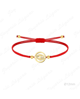 PULSERA ACERO DORADO HILO ROJO OJO TURCO                                                            