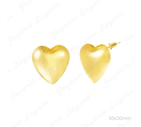 PEND. LAON CHAPADO ORO CORAZONES 30X30 C. PRESION SILICONA                                          