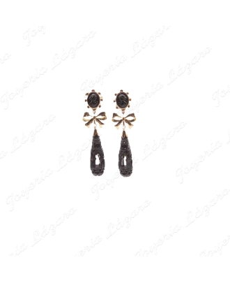 PEND. ORO 18KT OCASION CHUPONES NEGROS VENTANA +LAZO                                                