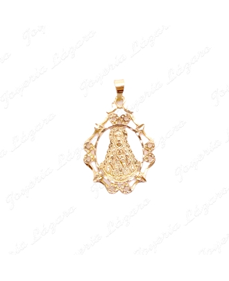 MEDALLA ORO 18KT OCASION 26X36MM VIRGEN DEL ROCIO CERCO FILIGRANA                                   