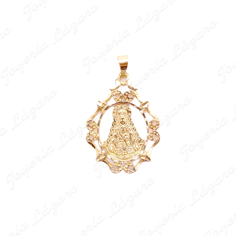 MEDALLA ORO 18KT OCASION 26X36MM VIRGEN DEL ROCIO CERCO FILIGRANA                                   