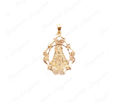 MEDALLA ORO 18KT OCASION 26X36MM VIRGEN DEL ROCIO CERCO FILIGRANA                                   