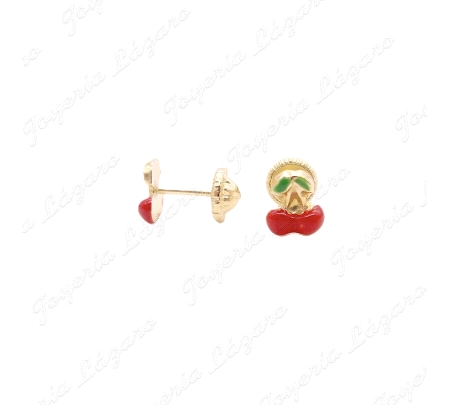 PEND. TORN. ORO 18 KTS CEREZAS ESMALTE 5.5X5MM