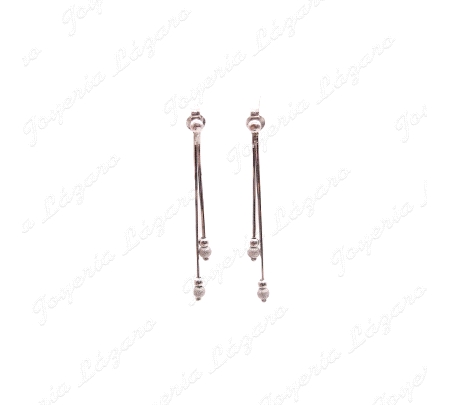 PEND. 18KTS BLANCO LARGOS 2 HILOS + 2 BOLITAS BRILLO Y MATE