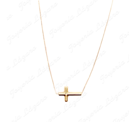 ORO 18 KTS GARGANTILLA CRUZ TUBO