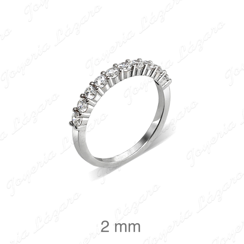 SORTIJA PLATA RODIO 10 CIRCONITAS GARRAS