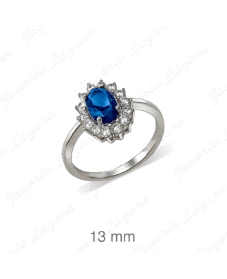 SORTIJA PLATA CUAJO CIRCOS P, AZUL ZAFIRO OVAL GARRAS