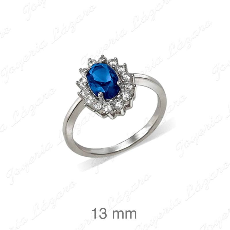SORTIJA PLATA CUAJO CIRCOS P, AZUL ZAFIRO OVAL GARRAS