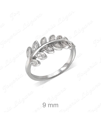 SORTIJA PLATA HOJA CON CIRCONITAS