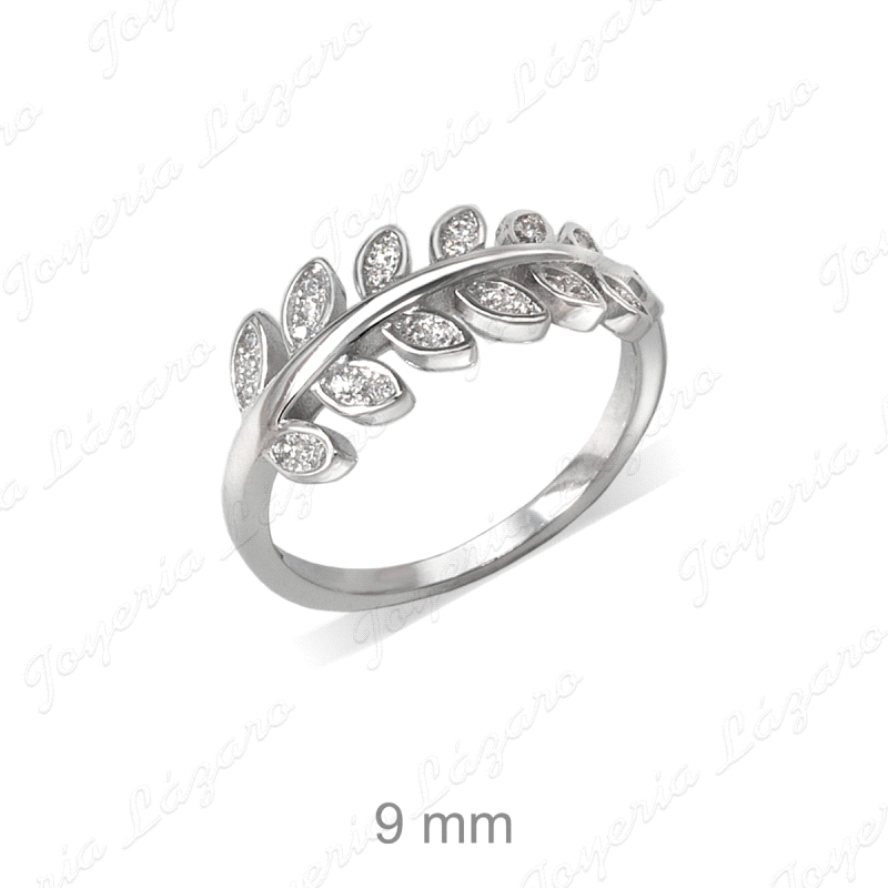 SORTIJA PLATA HOJA CON CIRCONITAS