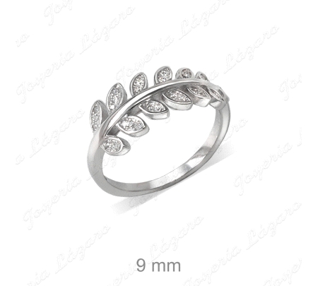 SORTIJA PLATA HOJA CON CIRCONITAS