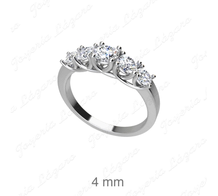 SORTIJA PLATA 5 CIRCONITAS EN GARRAS