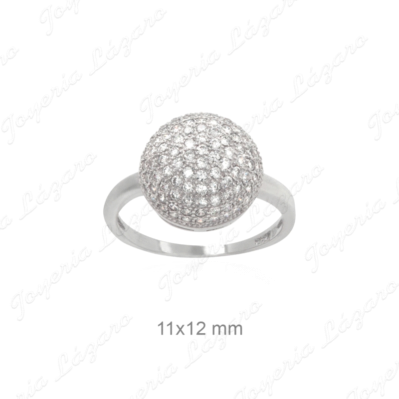 SORTIJA PLATA  RODIO MEDIA BOLA OVAL CIRCONITAS