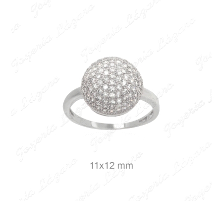 SORTIJA PLATA  RODIO MEDIA BOLA OVAL CIRCONITAS