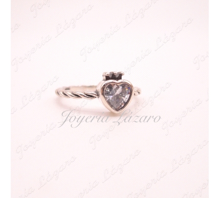 SORTIJA PLATA TRENZA CORAZON CORONA