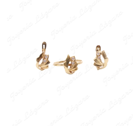 JUEGOS ORO 18KT OCASION SORT+PEND. HOJITA C. CAT.