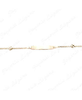 ESCLAVA NIÑ@ ORO 18KT OCASION 14.5MM 2 TREBOLES CORREDERA PLACA OVAL