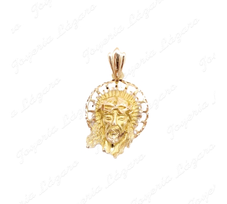 COLGANTE GR. ORO 18KT OCASION SANTO ROSTRO CON AURA CALADA 23X29MM