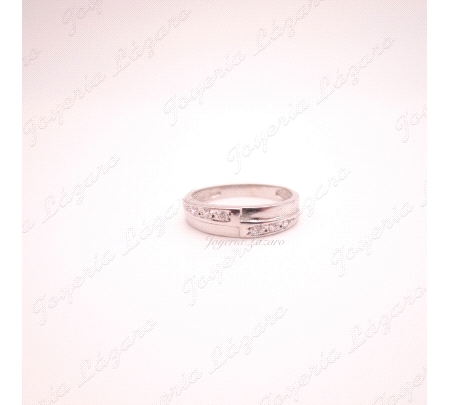 SORTIJA ORO BL.18 KTS  CIRCONITAS EN LINEAS OPUESTAS                                                