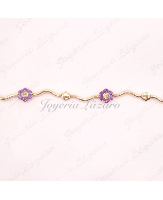 PULSERA SRA.18KTS FLORES AMATISTA                                                                   