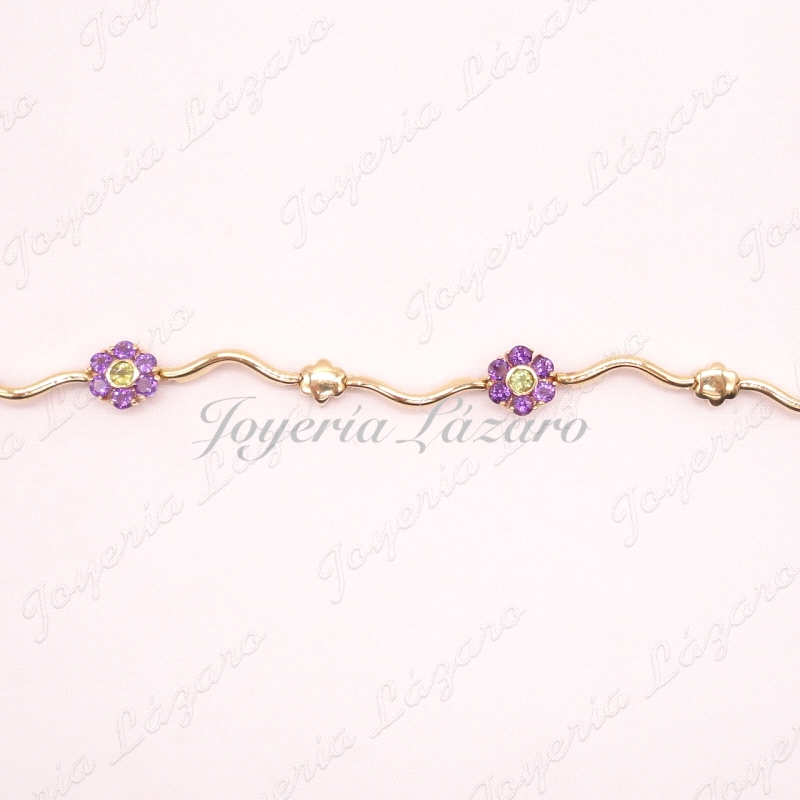PULSERA SRA.18KTS FLORES AMATISTA                                                                   