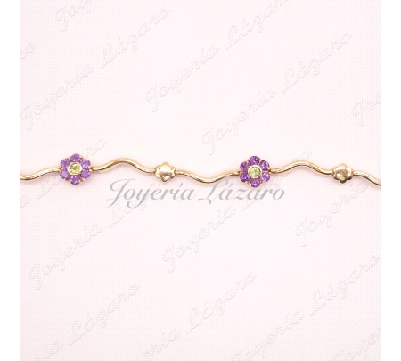 PULSERA SRA.18KTS FLORES AMATISTA