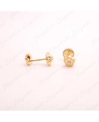 PEND. TORN. ORO 18 KTS FLOR ESPEJO 4MM                                                              