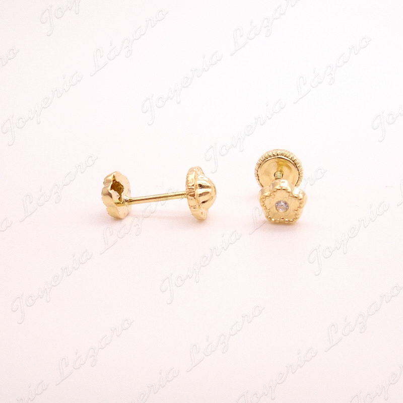 PEND. TORN. ORO 18 KTS FLOR ESPEJO 4MM                                                              