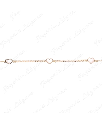PULSERA NIÑA 14CM ORO 18 KTS CORAZONES CALADOS                                                      