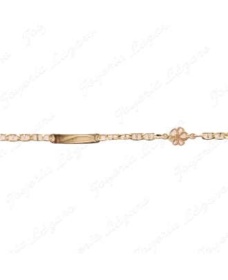 ESCLAVA NIÑ@ ORO 18KT OCASION 2 POSTURAS ESLAB. BNARCO+FLOR CALADA