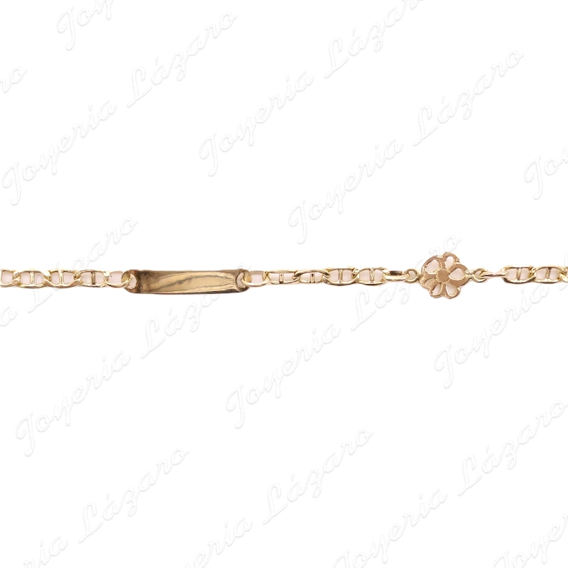 ESCLAVA NIÑ@ ORO 18KT OCASION 2 POSTURAS ESLAB. BNARCO+FLOR CALADA                                  