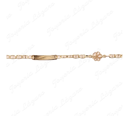 ESCLAVA NIÑ@ ORO 18KT OCASION 2 POSTURAS ESLAB. BNARCO+FLOR CALADA