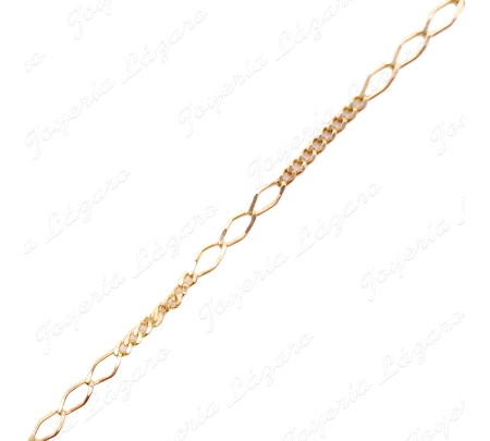 CADENA 60 CM. ORO 18KT SEMINUEVA MIXTA  TRAMO BARBADA+3