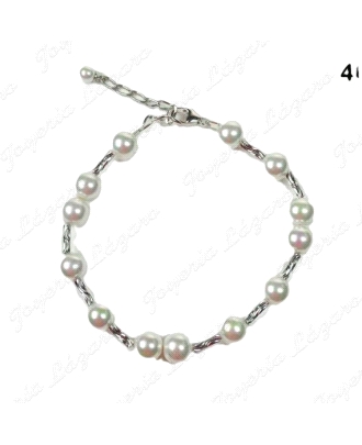 PULSERA PLATA/PERLA ORQUIDEA 13 PERLAS BOLA                                                         