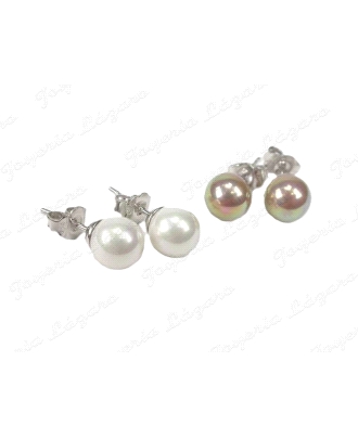 PEND. PLATA/PERLA ORQUIDEA PERLA BOLAC. PRES. 1 PAR BLANCO+1PAR CREMA                               