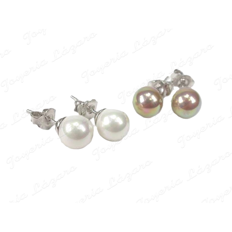 PEND. PLATA/PERLA ORQUIDEA PERLA BOLAC. PRES. 1 PAR BLANCO+1PAR CREMA                               