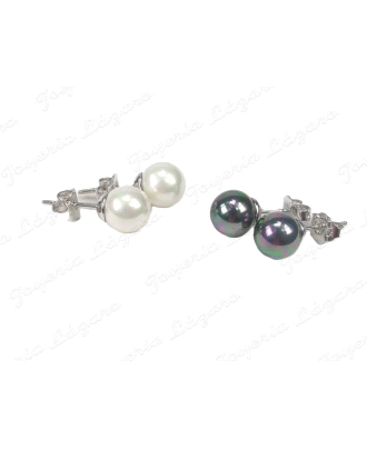 PEND. PLATA/PERLA ORQUIDEA  BOLAS C. PRES. 1PAR BLANCO+1 PAR NEGRO                                  