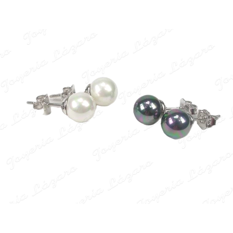 PEND. PLATA/PERLA ORQUIDEA  BOLAS C. PRES. 1PAR BLANCO+1 PAR NEGRO                                  