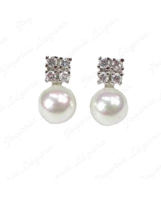 PLATA/PERLA ORQUIDEA PENDIENTES TU Y YO 4 CIRCOS+PERLA C. OMEGA                                     
