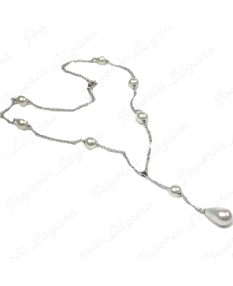 COLLAR PLATA/PERLA ORQUIDEA BOLAS PERLA+PERLA GOTA                                                  