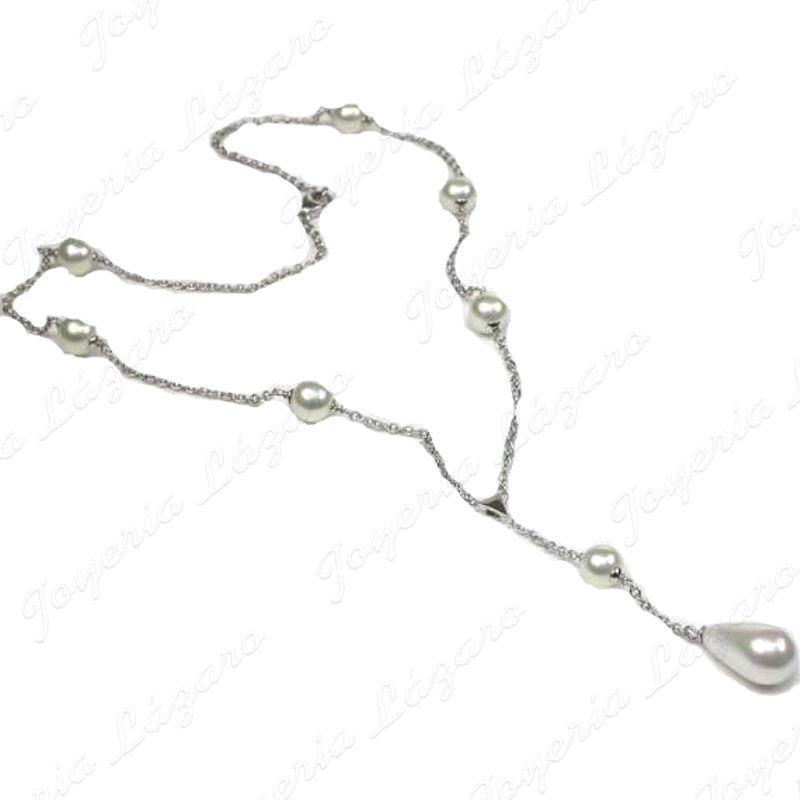 COLLAR PLATA/PERLA ORQUIDEA BOLAS PERLA+PERLA GOTA                                                  