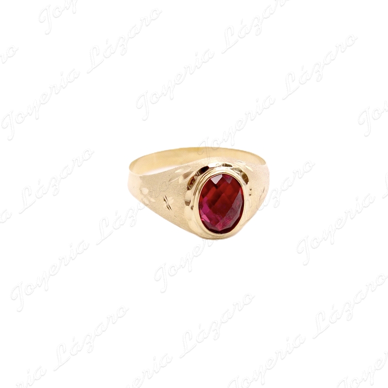 SORTIJA ORO 18 KTS DAMERO CIRCO ROJO OVAL 6X8                                                       