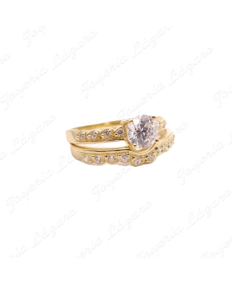 SORTIJA ORO 18 KTS SOLITARIO DOBLE O CEJA