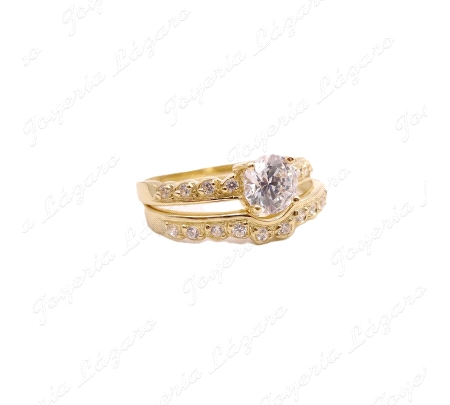 SORTIJA ORO 18 KTS SOLITARIO DOBLE O CEJA