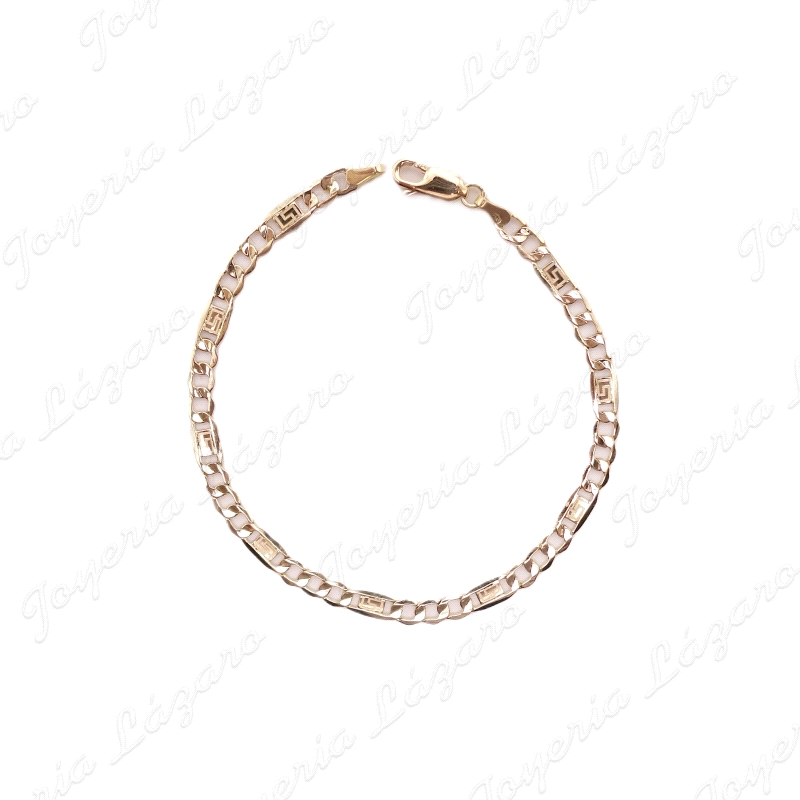 PULSERA ORO 18 KTS 4MM GRECA  GRABADA                                                               
